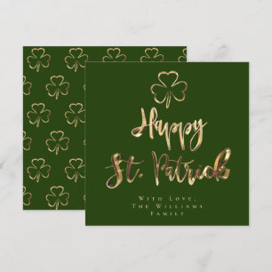 Lycklig St. Patrick Shamrock Klöver Elegant Grönt Julkort