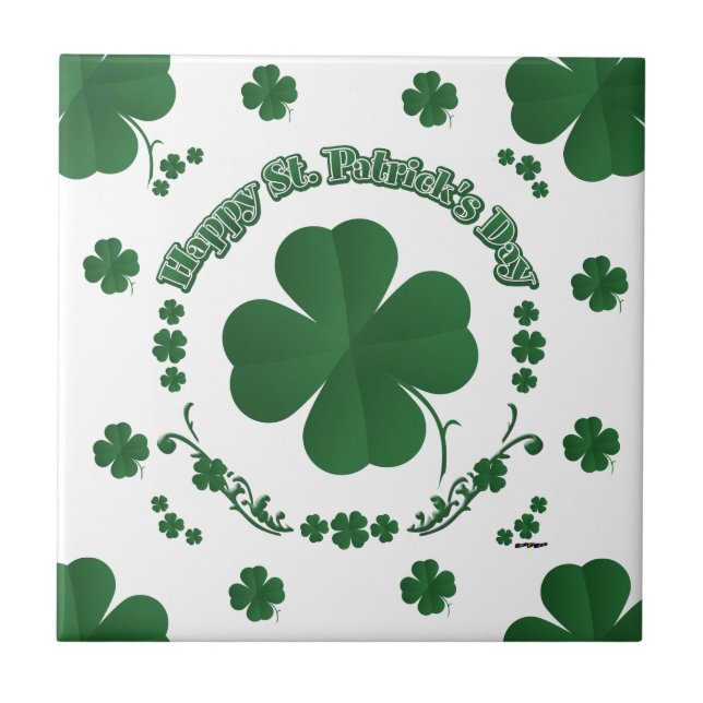 Lycklig St Patrick Shamrocks Kakelplatta (Framsidan)