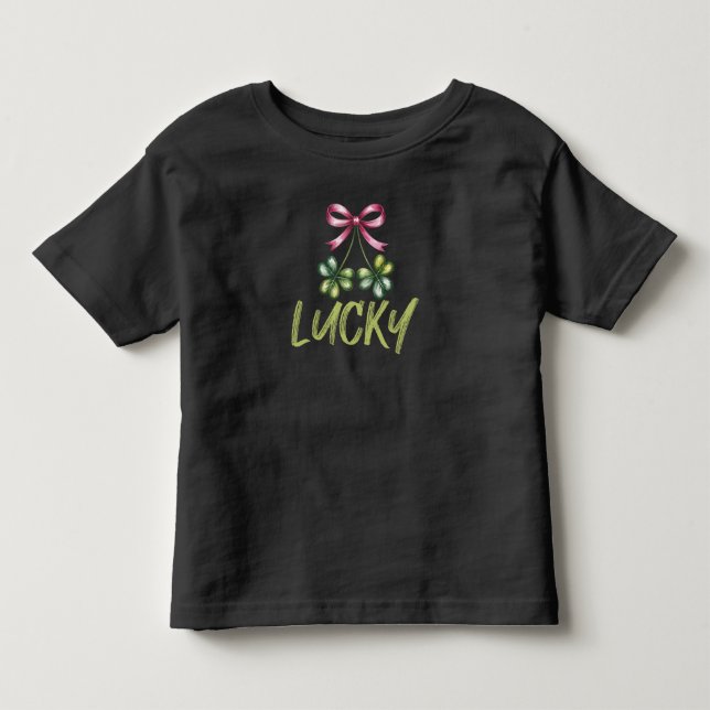 Lycklig St Patrick's Coquette Bow T Shirt (Framsida)