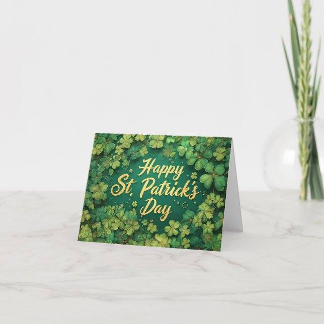 Lycklig St. Patricks dag Klöverdesign Tack Kort (Framsida)