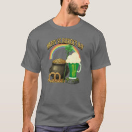 Lycklig St. Patricks dag Krukor med guld Konstnärl T Shirt
