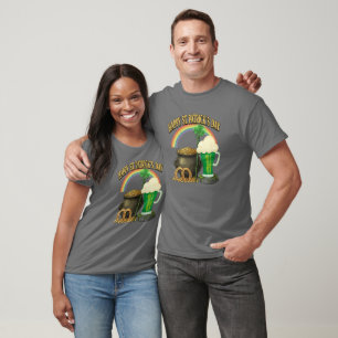 Lycklig St. Patricks dag Krukor med guld Konstnärl T Shirt