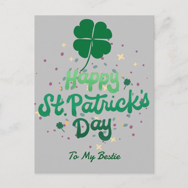 Lycklig St. patricks dag Lucky Shamrocks Simple Helg Vykort (Framsida)