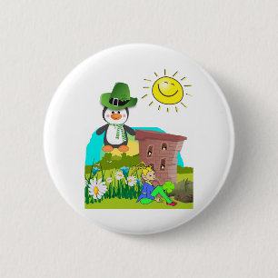 lycklig st. patricks dag penguin leprechaun knapp
