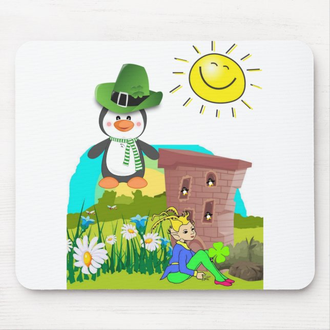 lycklig st. patricks dag penguin leprechaun musmatta (Framsidan)