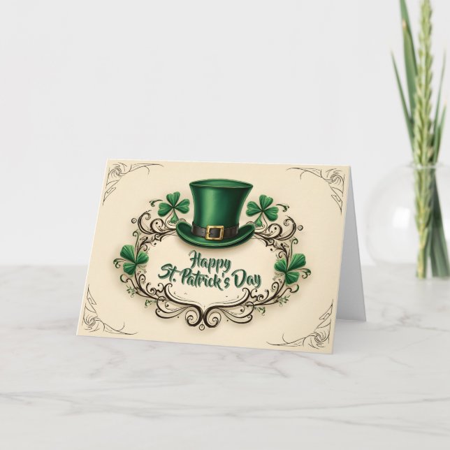 Lycklig St. Patricks dag Shamrock Design Kort (Framsida)