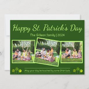 Lycklig St. patricks dag Shamrocks-familjen 3 foto Julkort