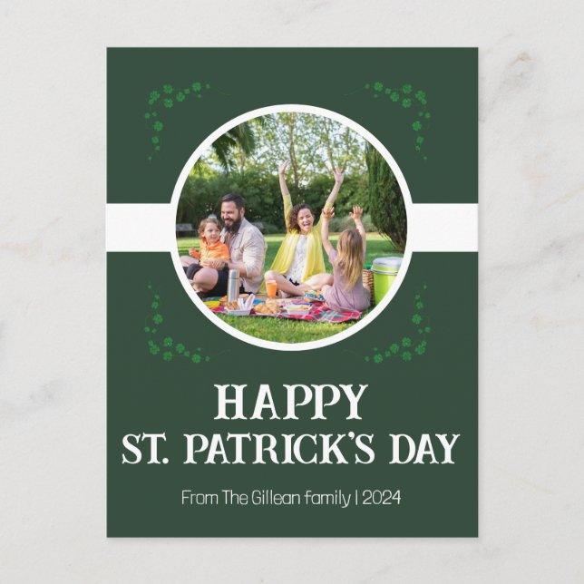 Lycklig St. patricks dag Shamrocks-familjen Ett fo Helg Vykort (Framsida)