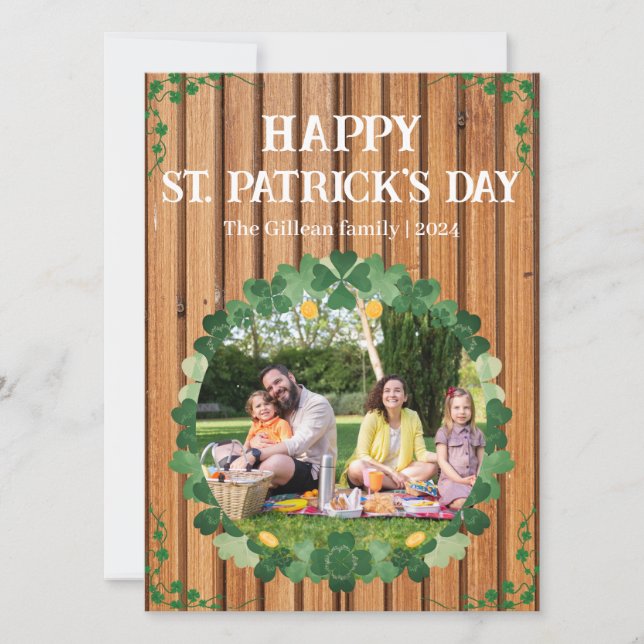 Lycklig St. patricks dag Shamrocks-familjen ett fo Julkort (Framsida)