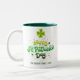 Lycklig St. patricks dag Shamrocks-familjen Namn Två-Tonad Mugg