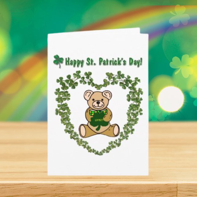 Lycklig St. Patricks dagskort Kort (Happy St. Patrick's Day Bear Card)