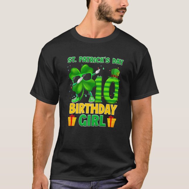 Lycklig St patricks day 10:e födelsedag Klöver Dab T Shirt (Framsida)