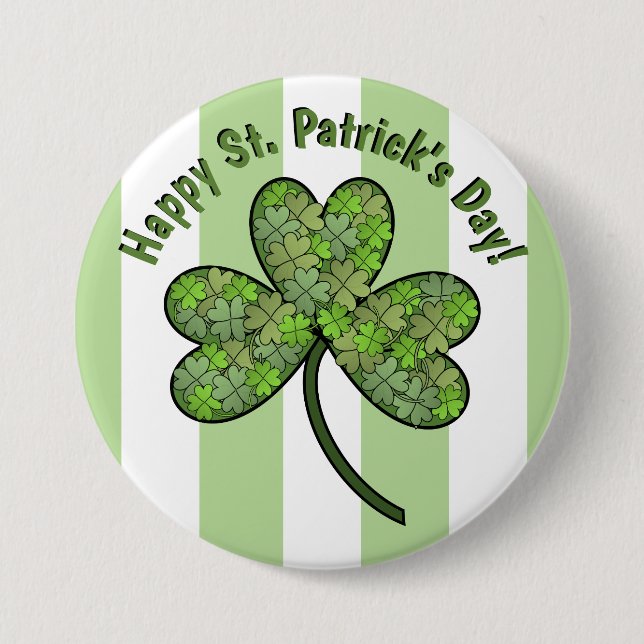 Lycklig St. Patrick's Day 3-Inch Button Knapp (Framsida)