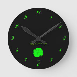 Lycklig St. Patrick's Day Acrylic Wall Clock Rund Klocka