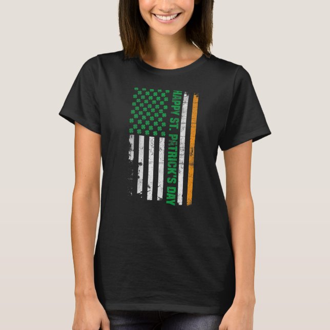 Lycklig St. Patrick's Day American Flagga Irish Fu T Shirt (Framsida)