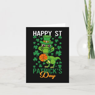 Lycklig St patricks day Basketball T-Rex Day Dino Kort