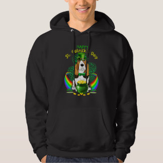 Lycklig St patricks day Basset Hound Leprechaun Ha Hoodie