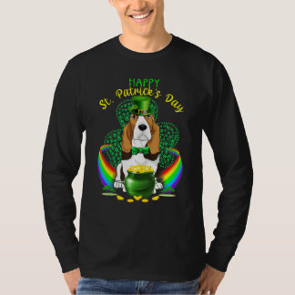 Lycklig St patricks day Basset Hound Leprechaun Ha T Shirt
