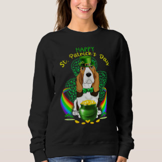 Lycklig St patricks day Basset Hound Leprechaun Ha T Shirt