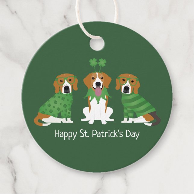 Lycklig St patricks day Beagle Hundar Gåvor Etiketter (Framsida)