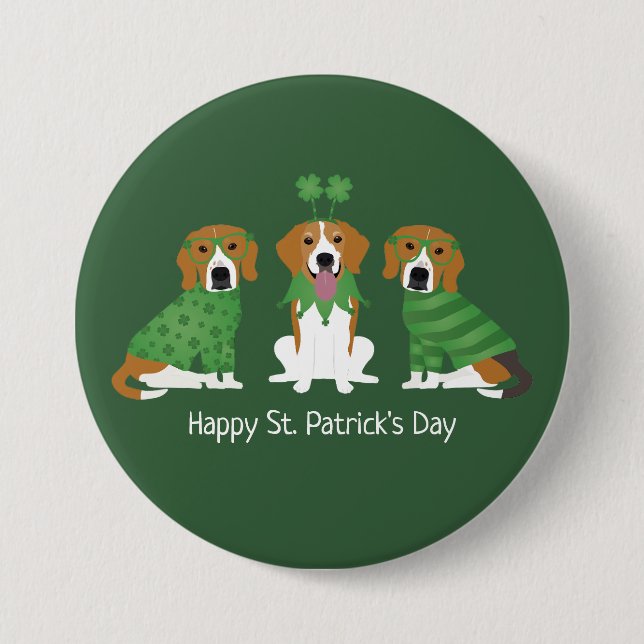 Lycklig St patricks day Beagle Hundar Knapp (Framsida)
