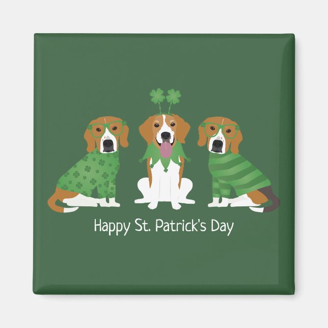 Lycklig St patricks day Beagle Hundar Magnet (Framsidan)