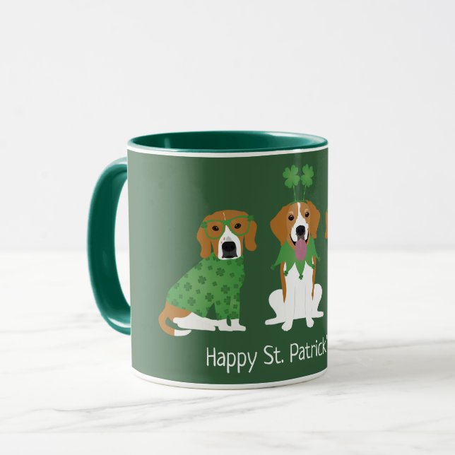 Lycklig St patricks day Beagle Hundar Mugg (Framsida vänster)