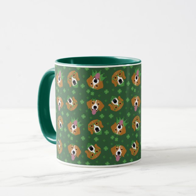 Lycklig St patricks day Beagle Hundar Mugg (Framsida vänster)