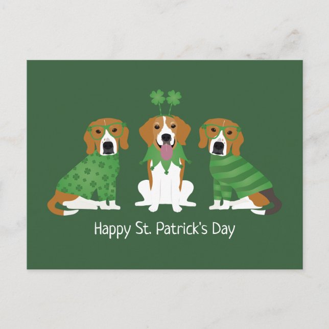 Lycklig St patricks day Beagle Hundar Vykort (Framsida)