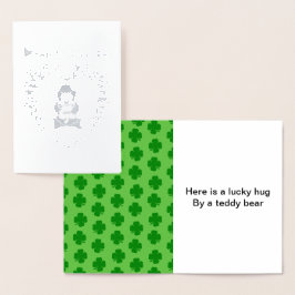 Lycklig St. Patrick's Day Bear Heart, ZKOA Foil Ca Folierat Kort