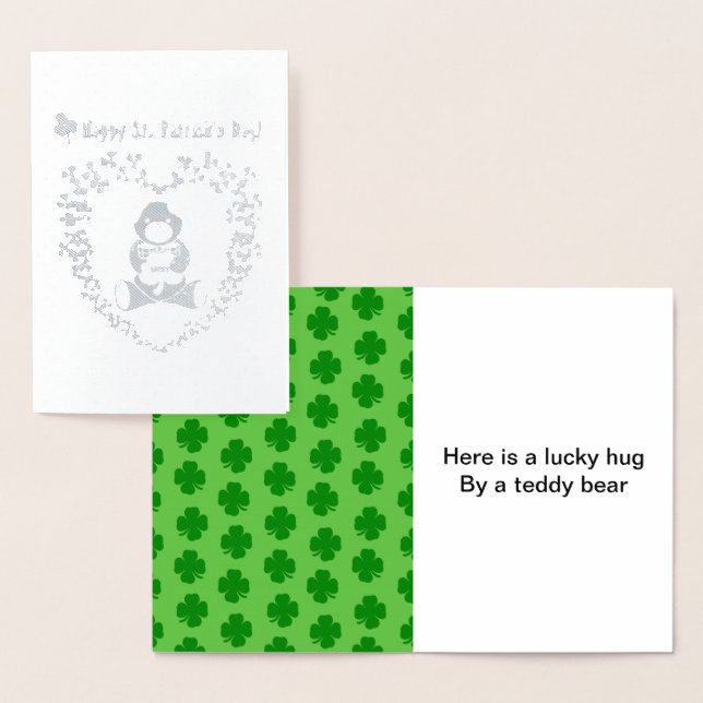 Lycklig St. Patrick's Day Bear Heart, ZKOA Foil Ca Folierat Kort (Display)