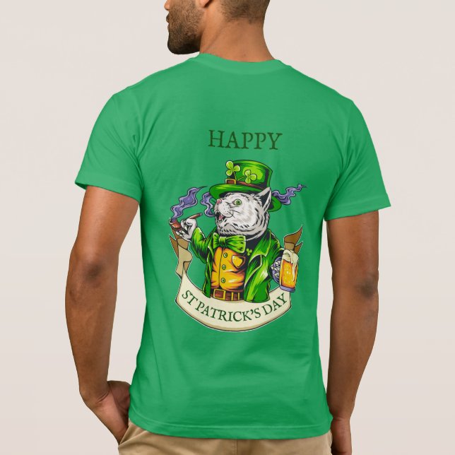 Lycklig St. Patrick's Day Beer Irish Cat Funny T Shirt (Baksida)