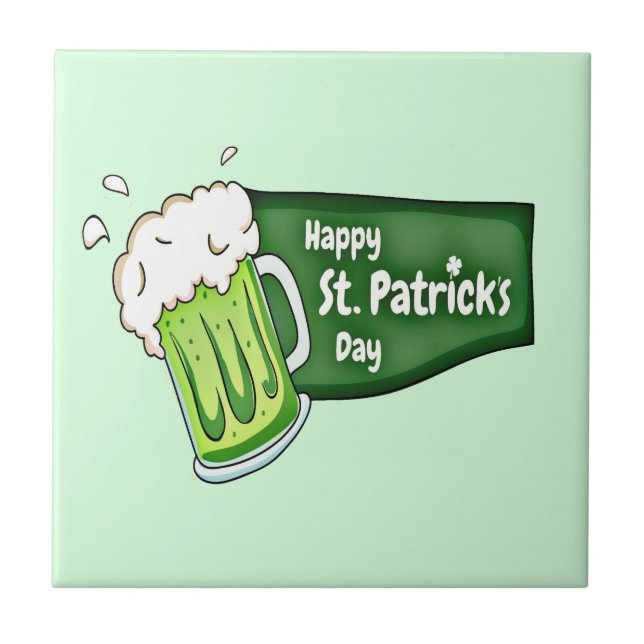 Lycklig St. Patricks Day Beer Kakelplatta (Framsidan)