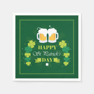 Lycklig St. Patricks Day Beer och Klöver Pappersservett