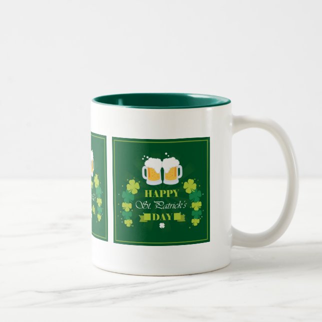 Lycklig St. Patricks Day Beer och Klöver Två-Tonad Mugg (Höger)