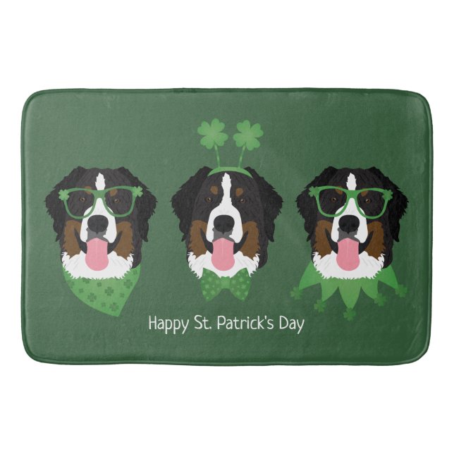 Lycklig St patricks day Bernese Mountain Hundar Badrumsmatta (Framsidan)