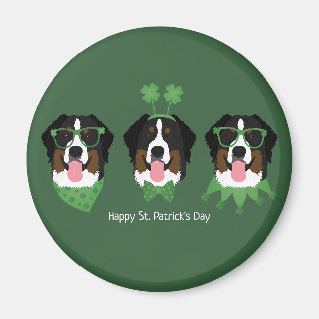 Lycklig St patricks day Bernese Mountain Hundar Magnet (Framsidan)