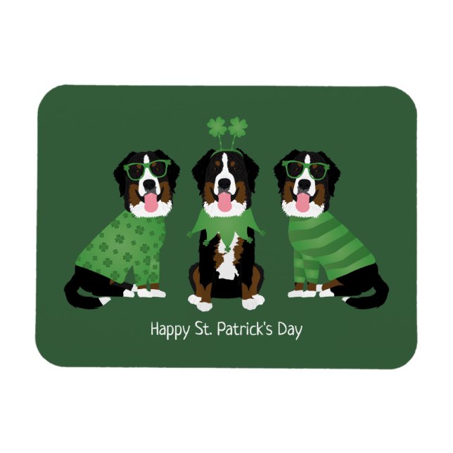 Lycklig St patricks day Bernese Mountain Hundar Magnet (Horisontell)