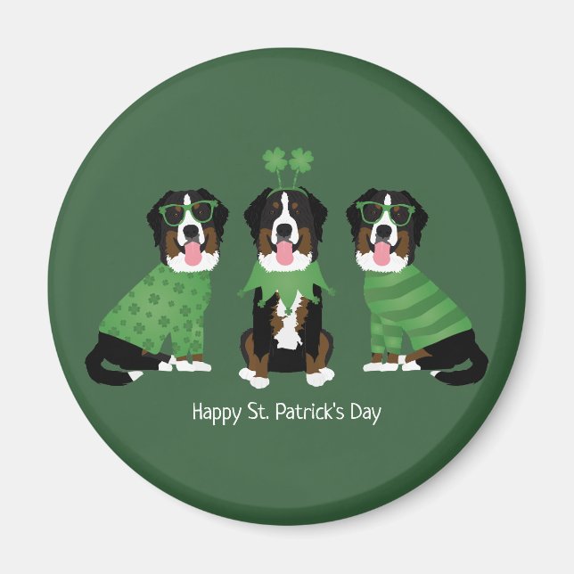 Lycklig St patricks day Bernese Mountain Hundar Magnet (Framsidan)