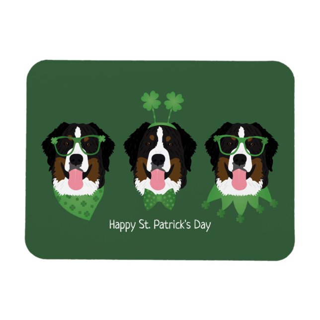 Lycklig St patricks day Bernese Mountain Hundar Magnet (Horisontell)