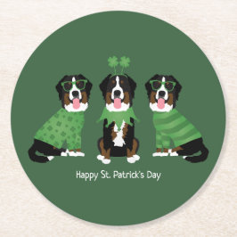 Lycklig St patricks day Bernese Mountain Hundar Underlägg Papper Rund