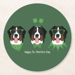 Lycklig St patricks day Bernese Mountain Hundar Underlägg Papper Rund