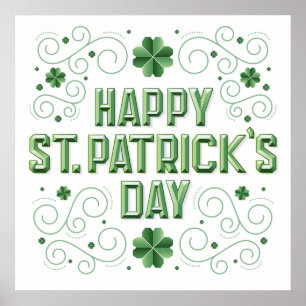 Lycklig St. Patrick's Day Beveled Poster 24x24