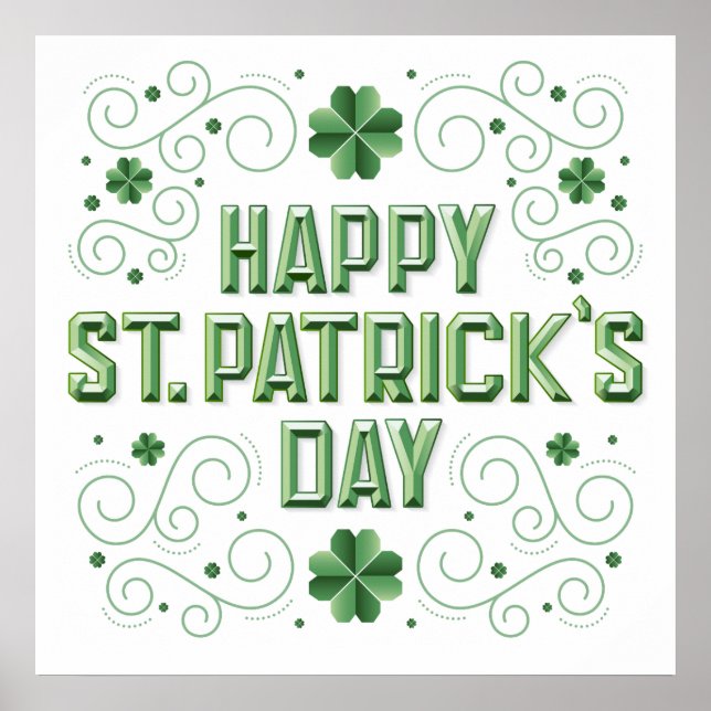 Lycklig St. Patrick's Day Beveled Poster 24x24 (Framsidan)