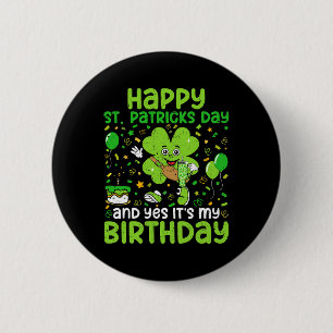 Lycklig St patricks day Birthday Shamrock Dab Bday Knapp