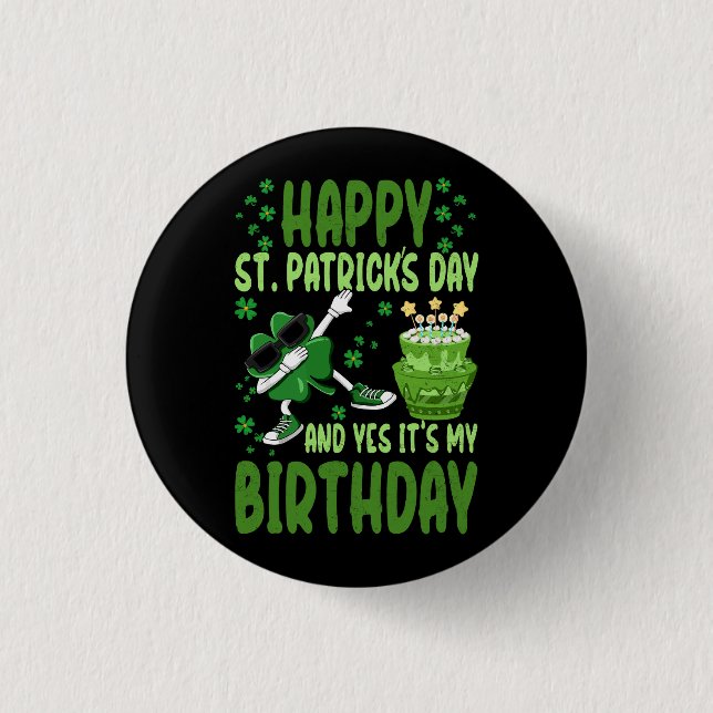 Lycklig St patricks day Birthday Shamrock Dab Bday Knapp (Framsida)