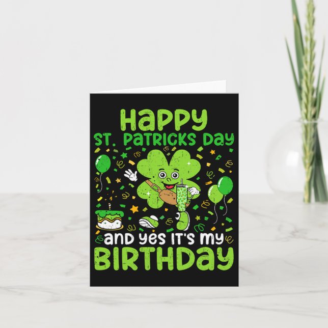 Lycklig St patricks day Birthday Shamrock Dab Bday Kort (Framsida)