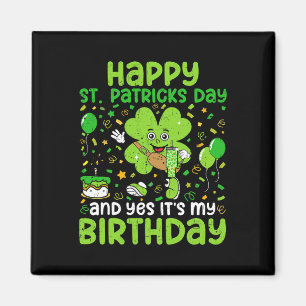Lycklig St patricks day Birthday Shamrock Dab Bday Magnet