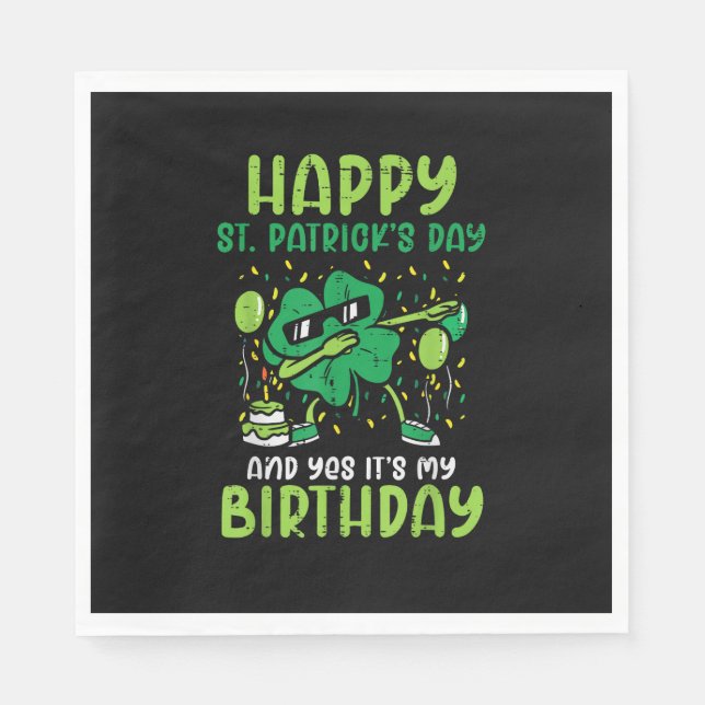 Lycklig St patricks day Birthday Shamrock Dab Bday Pappersservett (Framsidan)