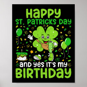 Lycklig St patricks day Birthday Shamrock Dab Bday Poster